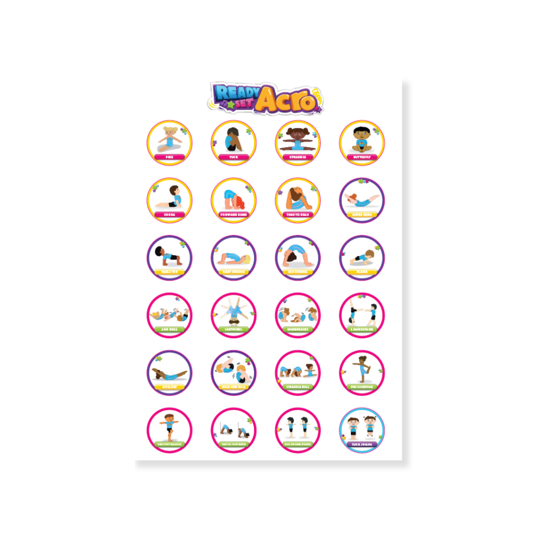 Acro Skills Sticker Sheet - Pack of 10 – Ready Set Dance